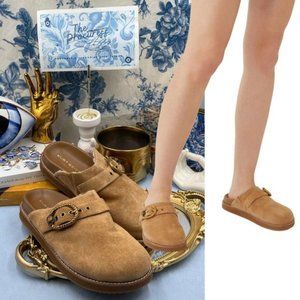 🆕 KURT GEIGER LONDON 🧿 NWOB Mayfair Casual Flat Mule, Medium Beige